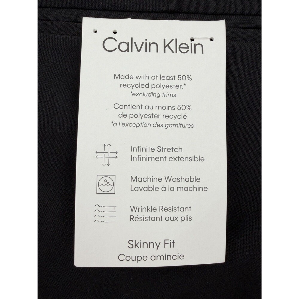 $95 NEW CALVIN KLEIN MENS 28X30 SOLID BLACK SKINNY TROUSERS DRESS PANTS SLACKS - Picture 10 of 13